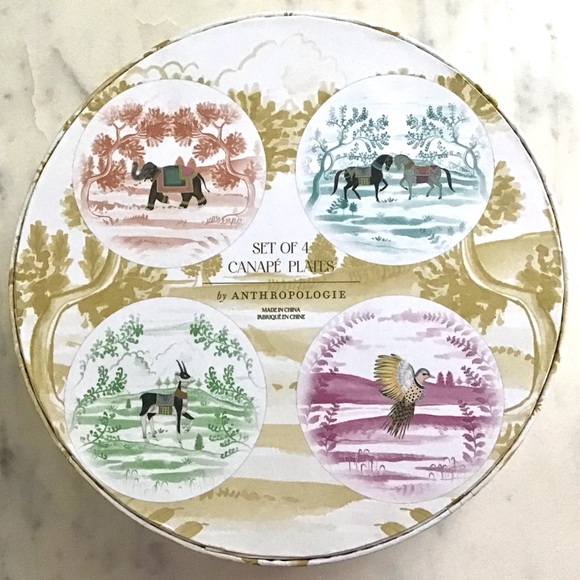 Anthropologie Plates Set of Four Decaled Stoneware New In Box - Picture 7 of 10
